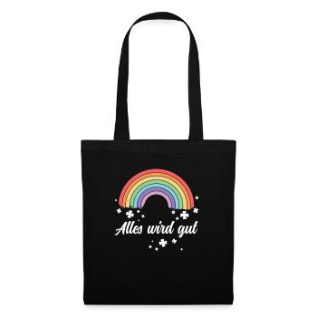 Regenbogen - Alles wird gut! - Stoffbeutel - Schwarz - Vorne