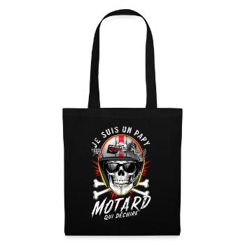 Cadeau Papy motard qui déchire tête de mort moto - Sac en tissu - noir - Devant