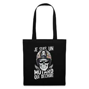 Je suis un motard qui déchire tête de mort fête - Sac en tissu - noir - Devant