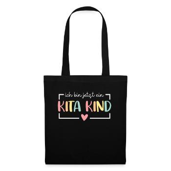 ich bin jetzt ein Kita Kind 2024 Kita Start - Stoffbeutel - Schwarz - Vorne