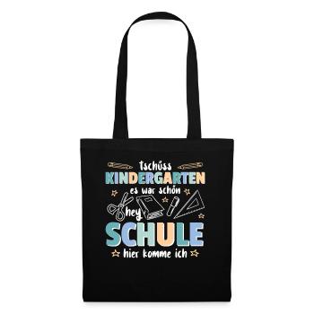 Kindergarten Abschied Hallo Schule ich bin soweit! - Stoffbeutel - Schwarz - Vorne