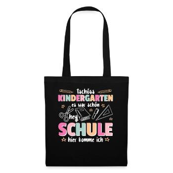 Kindergarten Abschied Hallo Schule ich bin soweit! - Stoffbeutel - Schwarz - Vorne