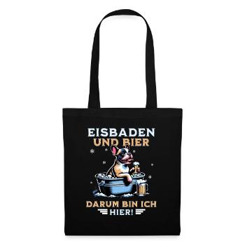 Eisbad und Bier French Bulldog Bulldogge Eisbaden - Stoffbeutel - Schwarz - Vorne