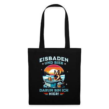 Eisbaden Schäferhund - Bier Eisbader Winterspaß - Stoffbeutel - Schwarz - Vorne