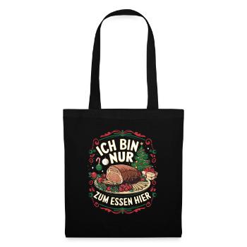 Nur zum Essen hier – Bestes Weihnachtsdesign - Stoffbeutel - Schwarz - Vorne