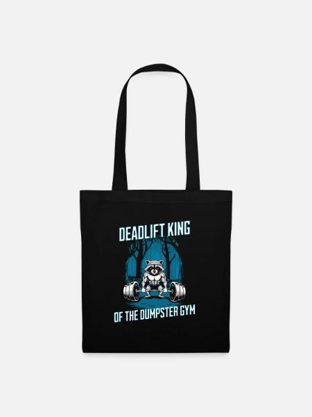 Deadlift King - Lustiges Waschbär Fitness Design - Stoffbeutel - Schwarz