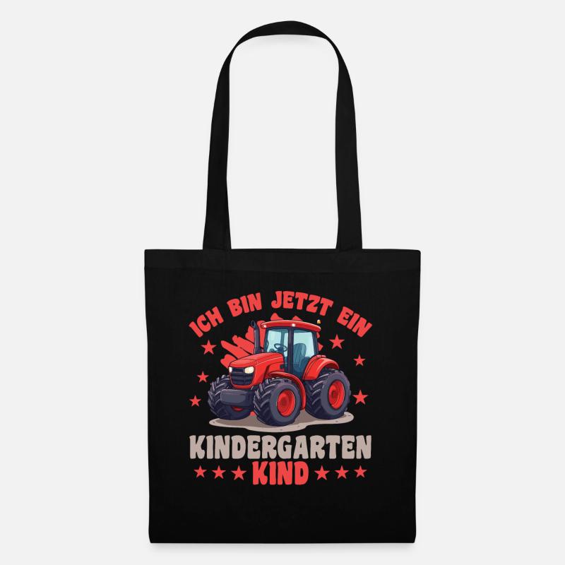 ich bin ein Kindergartenkind Kindergarten Traktor - Stoffbeutel - Schwarz