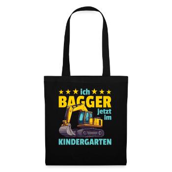 ich Bagger jetzt im Kindergarten Bauarbeiter - Stoffbeutel - Schwarz - Vorne