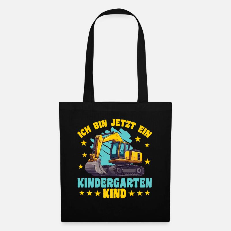 ich bin ein Kindergartenkind Kindergarten Bagger - Stoffbeutel - Schwarz