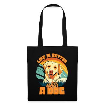 La vie est meilleure avec un chien Dictons de chien - Sac en tissu - noir - Devant