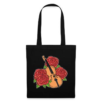 Blumengeige Geigenspieler - Stoffbeutel - Schwarz - Vorne