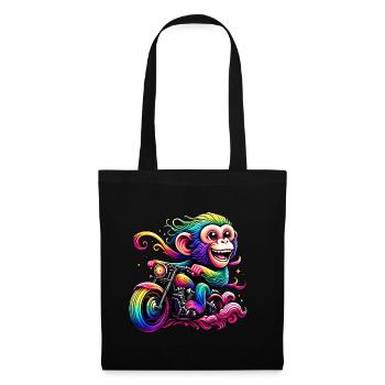 Singe arc-en-ciel à la roue arc-en-ciel - Sac en tissu - noir - Devant