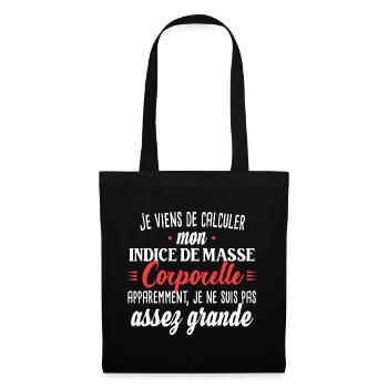 Petite femme. Cadeau humour surpoids obésité - Sac en tissu - noir - Devant