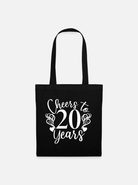 Prost auf 20 Jahre 20-jähriges Jubiläum - Stoffbeutel - Schwarz