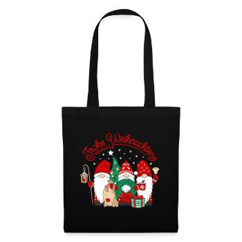 Wichtel Frohe Weihnachten Gnomies - Stoffbeutel - Schwarz - Vorne