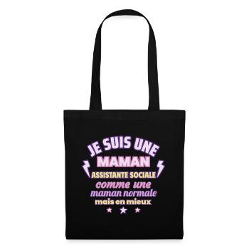 Maman assistante sociale, cadeau fête des mères - Sac en tissu - noir - Devant