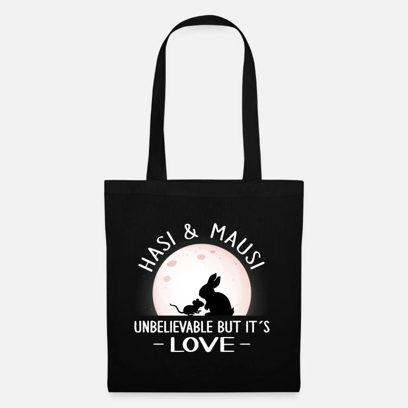 valentinstag patchwork hasi mausi schatz true love - Stoffbeutel - Schwarz