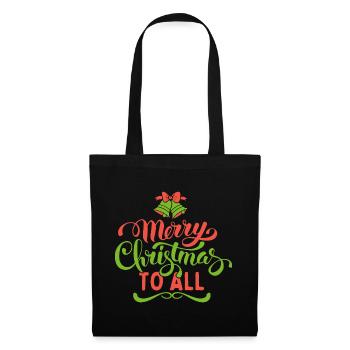 Weihnachten Typografie Merry Christmas to all - Stoffbeutel - Schwarz - Vorne