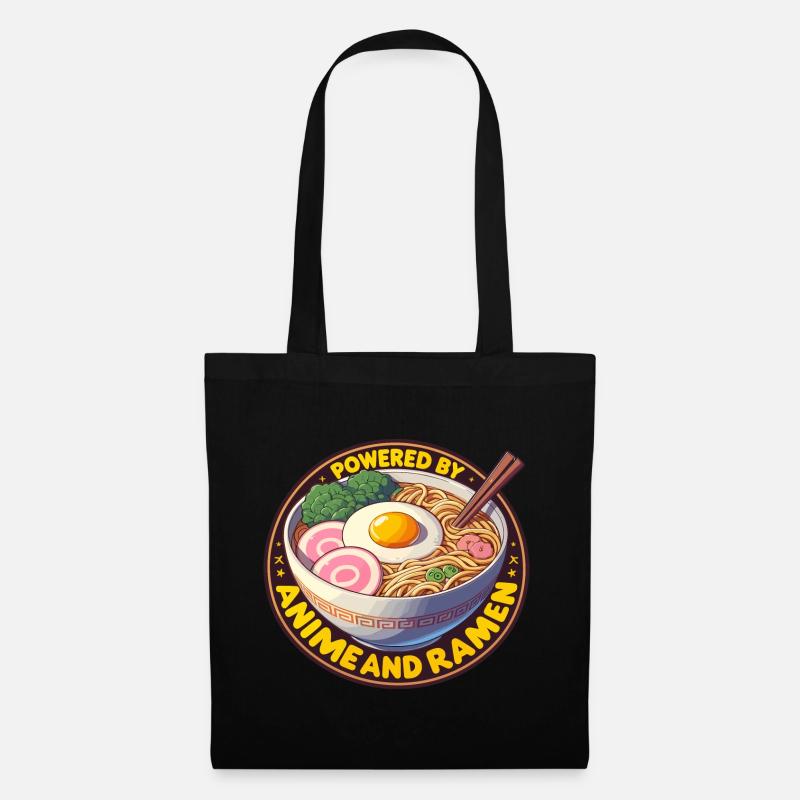 Powered By Anime And Ramen - Stoffbeutel - Schwarz