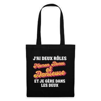 maman bonus danseuse je gère rétro 80s humour - Sac en tissu - noir - Devant