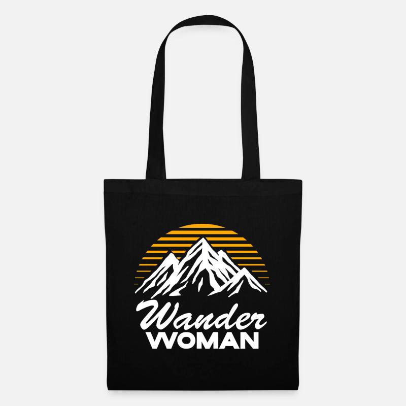 Wander Woman Berge Wanderer Wandern Geschenk - Stoffbeutel - Schwarz