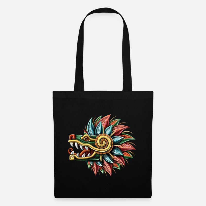 Quetzalcoatl Aztekischer gefiederter Schlangengott - Stoffbeutel - Schwarz