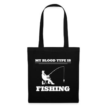 My Blood Type Is Fishing Angler - Stoffbeutel - Schwarz - Vorne