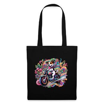 Biker puppy: On tour through the land of flowers - Tote Bag - black - Front
