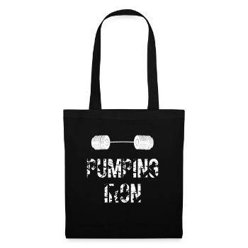 Pumping Iron Hantel | Fitness Motiv | Weiß - Stoffbeutel - Schwarz - Vorne