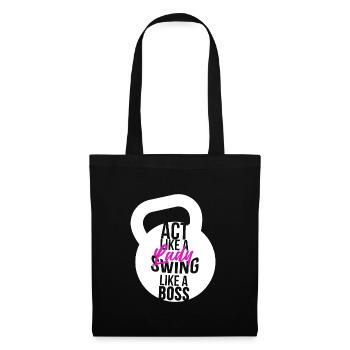 Kettlebell Frau Lady Kugelhantel Fitness Geschenk - Stoffbeutel - Schwarz - Vorne