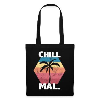 Chill mal Retro Vintage Sonnenuntergang Palme - Stoffbeutel - Schwarz - Vorne