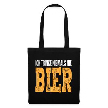 Ich trinke niemals nie Bier - Stoffbeutel - Schwarz - Vorne