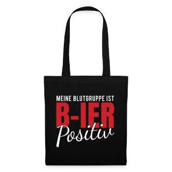 Meine Blutgruppe ist B ier Positiv - Stoffbeutel - Schwarz - Vorne