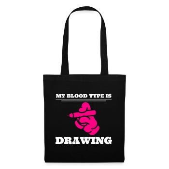 My Blood Type Is Drawing Zeichenkünstler - Stoffbeutel - Schwarz - Vorne
