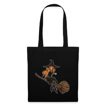 Cute Witch Sits On Her Broom | Halloween - Tote Bag - black - Front