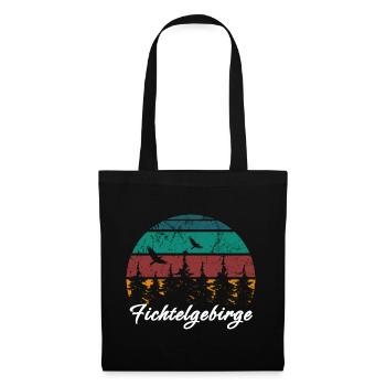 Fichtelgebirge Berg Gebirge Retro Vintage Wandern - Stoffbeutel - Schwarz - Vorne