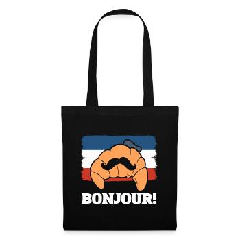 Croissant Bonjour Italienischer Bäcker - Stoffbeutel - Schwarz - Vorne