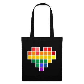 Cœur Rainbow Pixel - Sac en tissu - noir - Devant