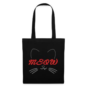 Meow Cat Face Funny Cat Face For Cat Fans - Sac en tissu - noir - Devant