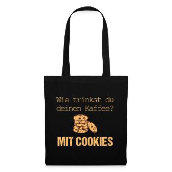 Kaffee nur mit Cookies - Stoffbeutel - Schwarz - Vorne