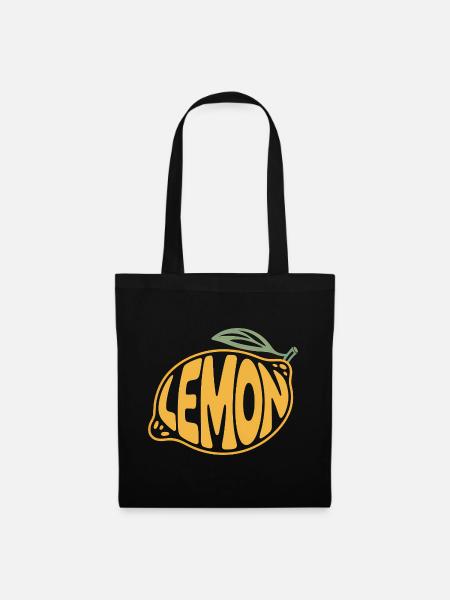 Zitrone - Cooles Frucht-Logo - Stoffbeutel - Schwarz