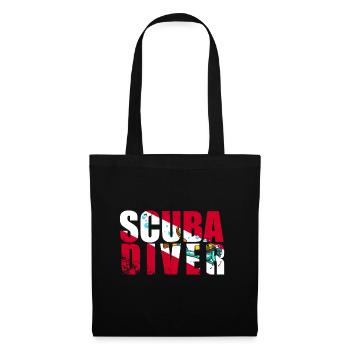 Scuba Diver Red White Flag Vintage Tauchen - Stoffbeutel - Schwarz - Vorne