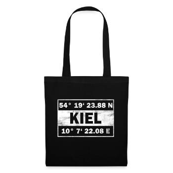 Kiel Koordinaten Hansestadt Kiel - Stoffbeutel - Schwarz - Vorne