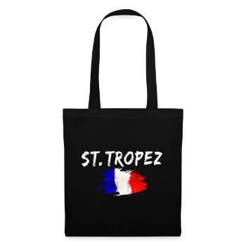 St. Tropez Frankreich Flagge Saint Tropez - Stoffbeutel - Schwarz - Vorne