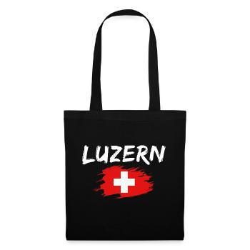 Luzern Schweiz Flagge - Stoffbeutel - Schwarz - Vorne