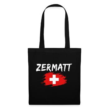 Zermatt Suisse Drapeau - Sac en tissu - noir - Devant