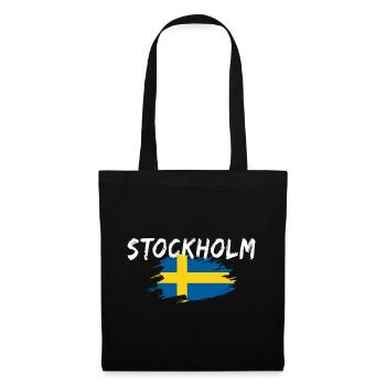 Stockholm Flagge Schweden - Stoffbeutel - Schwarz - Vorne