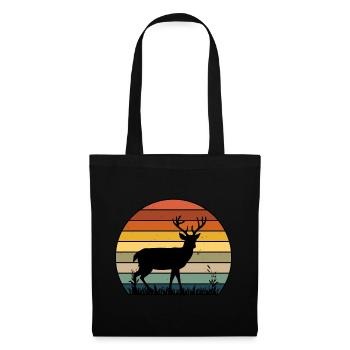 Retro Style Elk - Deer Vintage - Tote Bag - black - Front