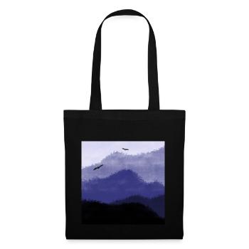 Oiseaux au lever du soleil derrière les collines - Sac en tissu - noir - Devant