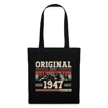 Original Mai 1947 Jahrgang 1947 Geburtstag 1947 - Stoffbeutel - Schwarz - Vorne